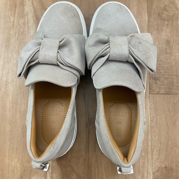 🎁 Buscemi Italian Sneakers Low Tops With Bow /Size 38 size 8 Glitter Beige 🎁 - Picture 5 of 16